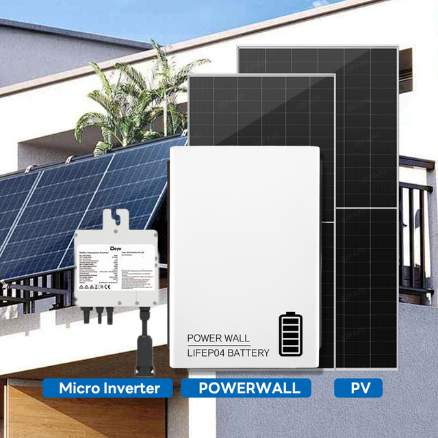 ЕС мини-балконная система солнечных панелей Micro 3 кВт Powerwall Батарея для дома Полная система хранения энергии Микро-инвертор Балкон PV 24 В 130 Ач Настенная батарея Lifepo4