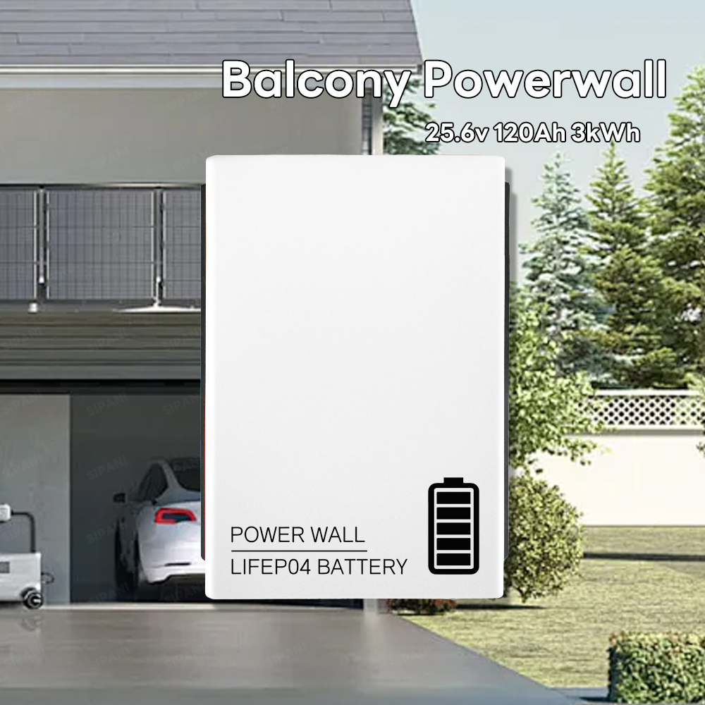 ЕС мини-балконная система солнечных панелей Micro 3 кВт Powerwall Батарея для дома Полная система хранения энергии Микро-инвертор Балкон PV 24 В 130 Ач Настенная батарея Lifepo4