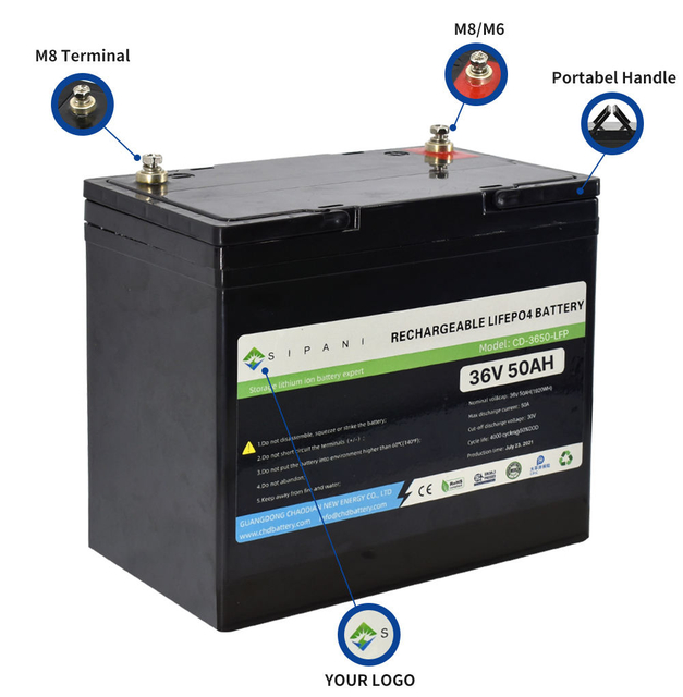 литий-ионный аккумулятор 36в 36в 40ах 50ах 60ах 80ах 100ах Лифепо4 Троллинг Батарея мотора